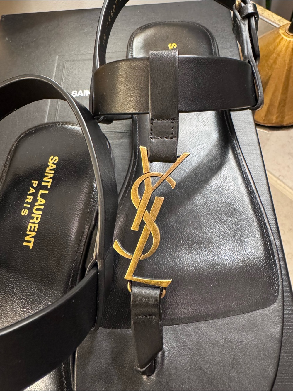 AUTHENTIC SAINT LAURENT
Leather Cassandre Sandals - Size EU 43 - Picture 2 of 9